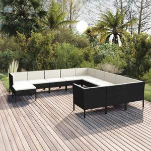 Set Lounge da Giardino Nero e Bianco Crema - Product Image 1