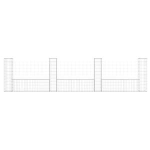 Panier gabion en forme de U avec 4 poteaux en fer 379,6 cm x 20,1 cm x 99,9 cm pour l'aménagement paysager et la terrasse - Product Image 3