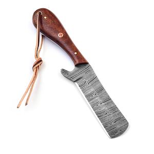 Cuchillo de caza hecho a mano con acero de Damasco, hoja de punta caída, mango de madera para mayor durabilidad, funda de cuero para mayor seguridad. - Product Image 5