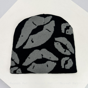 MILIENZ Unisex Personal Fully Printed Jacquard Lips Knitted Hats Warm Color <b>Block</b> Y2K Fashion American Beanies Hip Hop Versatile - Product Image 4