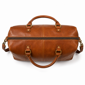 Sac de voyage week-end en cuir véritable grande capacité résistant à l'eau avec fermeture éclair noir de luxe - Product Image 3