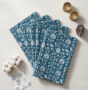 Serviette de table de luxe en tissu, imprimée à la main au bloc, réutilisable, classique, carrée, pour décoration de mariage et de maison, vente en gros - Product Image 4