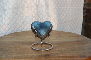 Brass Heart Cremation Urn with Stand <b>for</b> Baby & Pet <b>Ashes</b> Eco-Friendly Coffin Style Monument Wholesale Price - Product Image 6