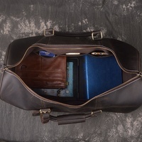 Bolsa de Viaje de Cuero Genuino Hecha a Mano con Logotipo Personalizado, Bolsa de Deporte de Lujo para Hombre, Horsekraft al por Mayor, Bolsa de Viaje de Gran Capacidad