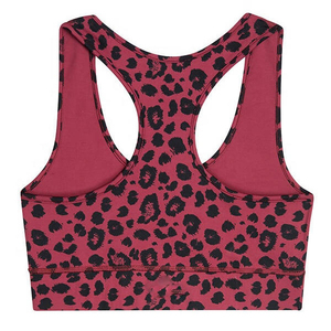 Soutien-gorge de sport pour femme imprimé léopard, dos nageur, col ras du cou, maintien moyen, respirant, idéal pour le fitness et l'entraînement - Product Image 5