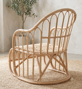 Sillón de Ratán Tejido a Mano, Ecológico, con Respaldo de Ala, Estilo Escandinavo Moderno, Silla Individual de Descanso con Patas de Madera para Interiores - Product Image 2