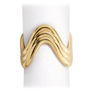 Anillo para Servilletas Escultural de Latón Dorado, Lujoso Soporte para Servilletas de Metal con Múltiples Bandas, Ecológico, Moderno, Decoración de Mesa para Bodas y Hoteles - Product Image 1