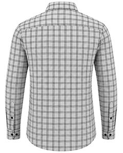 Manufacturer <b>White</b> <b>Black</b> Plaid Men Casual Formal <b>Check</b> <b>Shirt</b> Long Sleeve Button Down Cotton Flannel Office Wear Custom <b>Shirt</b> Men - Product Image 2