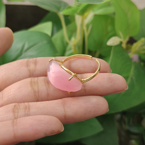 Bague manchette fantaisie plaquée or 18 carats avec pierre gemme œil de chat calcédoine, la plus vendue, de haute qualité, minimaliste, vente en gros, bijoux fantaisie - Product Image 5