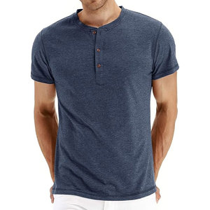 Camisetas Henley Personalizadas de Manga Corta, Algodón Casual, Corte Regular Básico para Hombre, Camiseta Lisa con Logotipo de Marca Personalizado - Product Image 6