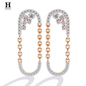 <b>Safety</b> <b>Pin</b> Diamond <b>Earrings</b> Pave Moissanite Link Chain Paperclip Drop Dangle <b>Earrings</b> Fine Jewelry For Women - Product Image 5