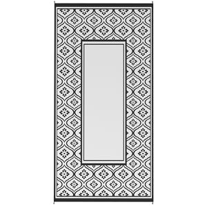 Tapis d'extérieur réversible 9FT X 18FT en paille plastique imperméable avec sac de transport, bordure gourde noir et blanc - Product Image 1