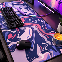 Tapis de bureau en caoutchouc à transfert thermique grand format, motif vague abstraite, design artistique fluide, imperméable, anti-rayures, tapis de souris pleine table