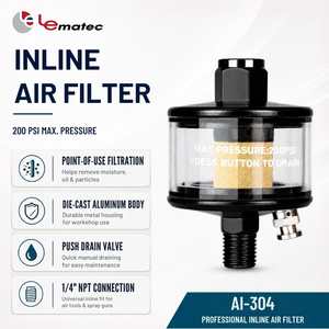 Filtro de Aire en Línea de Aluminio de 1/4'', Separador de Humedad, Válvula de Drenaje de Agua, Pistola de Pulverización OEM, 1 Año de Garantía, Hecho en Taiwán para AI-304 30 - Product Image 6