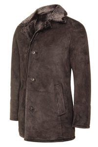<b>Men's</b> Sherpa Lined Winter <b>Jacket</b> <b>Men's</b> Brown Sheepskin Real Shearling Classic <b>Suede</b> Leather Pea Coat Leather <b>jacket</b> Coat <b>Men</b> - Product Image 3