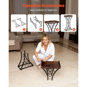 Porte-vin en bois sur pied pour 15 bouteilles, avec montage facile, support de rangement au sol et design de table pour armoire à liqueurs - Product Image 3