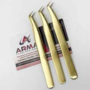 Pince à cils Plasma Gold 65 degrés, pointe fine, volume, testée à la main, durable, pour extensions de cils, avec logo - Product Image 3