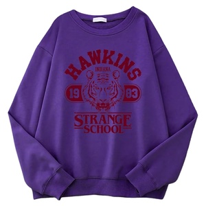 Sudadera informal para mujer, sudadera con capucha con estampado de Hawkins High School Indiana 1983, suéteres holgados con cuello redondo, ropa de lana cálida - Product Image 3