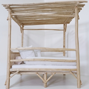 Lit de repos extérieur rustique en teck massif robuste H Custom, pour usage commercial, hôtels, piscines, patios – Exportateur Indonésien - Product Image 3