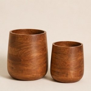 Macetero Artesanal de Madera Maciza de Mango para Plantas de Interior, Maceta de Madera para Decoración de Hogar y Oficina, Florero Decorativo de Madera - Product Image 6