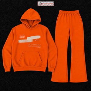Conjunto Deportivo con Capucha para Hombre, Color Naranja, Manga Larga, Sudadera y Pantalones de Algodón Transpirable con Diseño Estampado en la Parte Delantera - Product Image 5