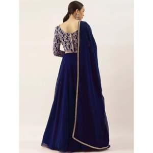 Robe de soirée ravissante en georgette bleue à sequins, style Lehenga Choli avec dupatta - Product Image 6