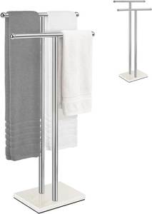 Porte-serviettes autoportant moderne en acier inoxydable doré, organisateur de salle de bain, design luxueux et peu encombrant, finition unique - Product Image 2