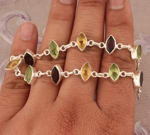 Pulsera de Piedras Preciosas de Cuarzo Multicolor, Joyería Hecha a Mano en Plata de Ley 925, Pulsera de Cristal Natural, Regalo de Moda para Mujer - Product Image 5