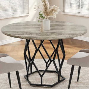 Modern Marble Top Dining <b>Table</b> With Black Metal Base Metal 4 Seater Dining <b>Table</b> For Home & Restaurant Used - Product Image 3