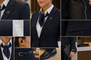 Uniformes d'aviation personnalisés à manches longues pour pilotes et personnel de cabine |   OEM |   Fournisseur d'uniformes pour superviseurs de réception de salles VIP d'aéroports pour femmes - Product Image 5