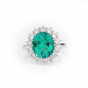 Majestic Womens 925 Sterling Silver Emerald Green Oval Halo <b>Ring</b> Diamond Look Vintage Statement Anniversary Jewelry Gift for Her - Product Image 5