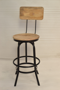 Chaise de bar pivotante réglable en métal et bois de style industriel vintage de qualité supérieure et durable pour hôtel, maison, bar, villa, salon - Product Image 5