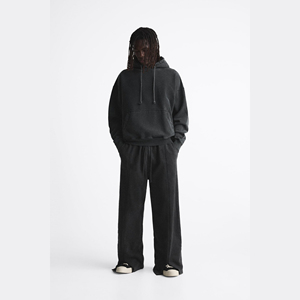 Ensemble de survêtements 2 pièces grande taille 100 % coton, streetwear d'hiver, imprimé personnalisé, respirant, léger, en molleton délavé à l'acide, à capuche, uni - Product Image 1