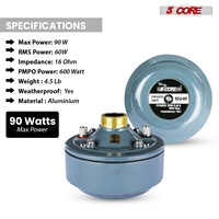 Haut-parleur de compression 5 cœurs, tweeter à cornet 2 pouces, 600W, diaphragme en titane, 16 ohms, 18 TPI, utilisation toutes saisons