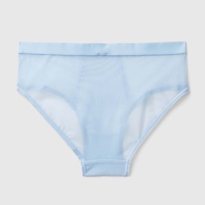 Braguitas de mujer de corte alto, tiro medio, color azul claro liso, sin costuras, de punto de elastano/algodón, transpirables, ecológicas, para uso diario, estándar. - Product Image 1