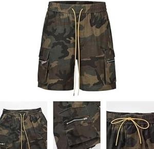 Shorts cargo plissés pour hommes, unis, formels, respirants, écologiques, infroissables, en tissu peigné, multi-poches, avec poches organ - Product Image 2