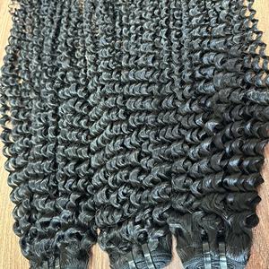 Vague Kinky Curly Extension de Cheveux Vierges Bruts Extension de Cheveux Double Pointe Dessinée Ruban Ins Bundle Cheveux Humains Prix de Gros Bundle - Product Image 2