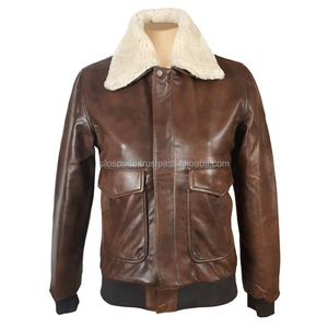 Collection Hiver 2026 OEM – Blouson en Cuir Marron en Peau de Mouton avec Col en Fourrure de Renard, Grandes Tailles, Faible MOQ, Vestes Chauffantes Tendance - Product Image 1