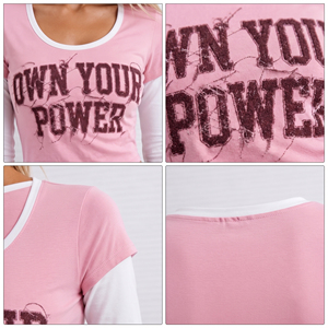 Women's Slim Fit Crop Tee 100% Cotton Polyester Gym Wear Crop T-Shirt Ladies U Neck Layered Long Sleeve Crop <b>Top</b> Embroidered - Product Image 6