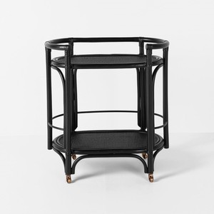 Rattan bar cart with wheels manufacturer supply drinks <b>serving</b> <b>trolley</b> charcuterie food carts - Product Image 6