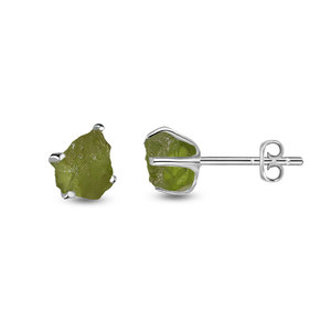 Boucles d'oreilles clous en argent sterling 925 avec péridot naturel brut, motif papillon, tendance, délicates, serties à griffes, lot de 4 paires - Product Image 1