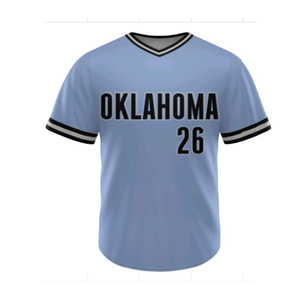 Maillots de baseball personnalisés à manches courtes, entièrement boutonnés et à col en V, sublimés - Product Image 6