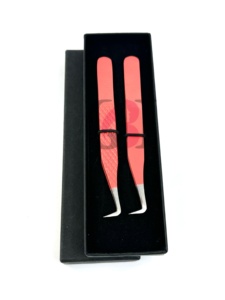 Nouvelles pinces à cils japonaises en acier inoxydable anti-magnétique, à 90 degrés, volume boot, couleur mandarine, à dents de 10 mm, personnalisables - Product Image 4