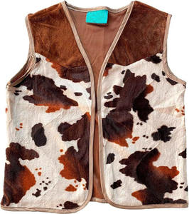 Chaleco de Cuero Genuino de Vaca Natural Personalizado para Hombre, Sin Mangas, de Alta Calidad, con Pelo de Vaca - Product Image 1