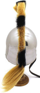 Casco corintio de Guerrero Medieval con penacho de pelo y soporte de madera de acero de calibre 18 usable para disfraz de Halloween para adultos - Product Image 4