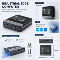 Ordinateur industriel embarqué compact Intel 10e-11e génération Core i3/i5/i7, 3 ports d'affichage, 3 ports LAN, 6 ports USB, RS232, RS485, UPS en option, détection de mouvement