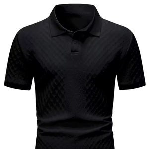 T-shirt noir à manches courtes, polo de golf amincissant, polo en coton à séchage rapide pour homme - Product Image 1