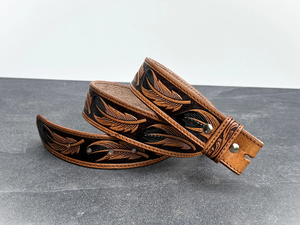 Cinturón de Cuero Occidental de Calidad de Exportación para Hombre, Tallado y Pintado a Mano, con Grabado Floral en Relieve, Cinturón Vaquero de Cuero - Product Image 6