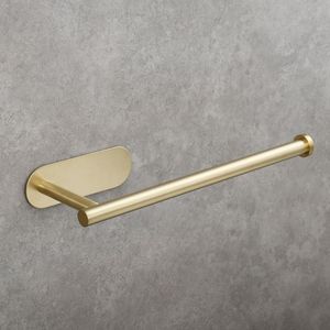 Adhesive Stainless Steel Towel and Toilet Paper Holder for 2 Roll Brushed Gold Lengthened Design - Product Image 5