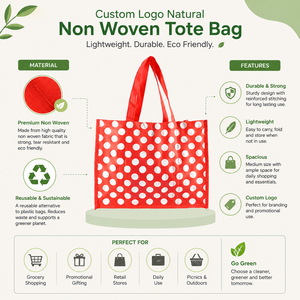 Sac de shopping en tissu non tissé avec logo personnalisé |   Sac de courses réutilisable |   Sac fourre-tout promotionnel léger, durable et écologique - Product Image 5